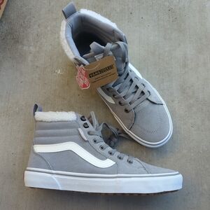 Vans Gray and White High-Top Sneakers 9.5